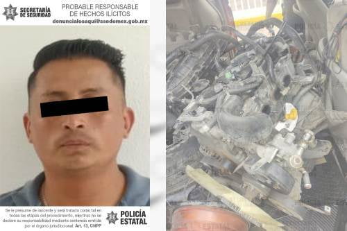 Capturan en Timilpan, a presunto desvalijador de autos robados; con las piezas en la mano